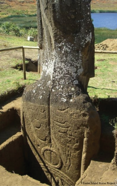 torso descubierto de una estatua moais