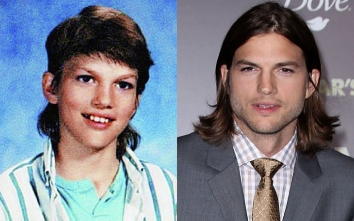 ashton kutcher antes de ser famoso en su foto del anuario