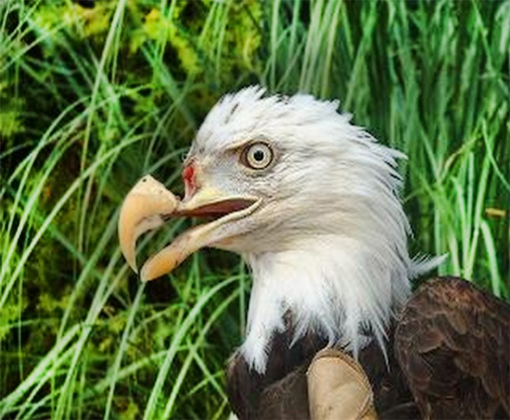 AGUILA CON EL PICO DESTROZADO POR UNA BALA