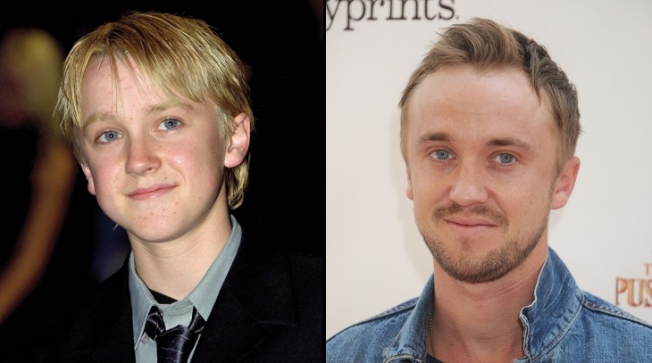 Antes y después del actor Tom Felton 