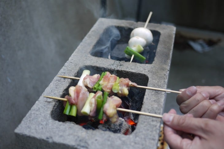 Asador hecho con bloques de cemento 