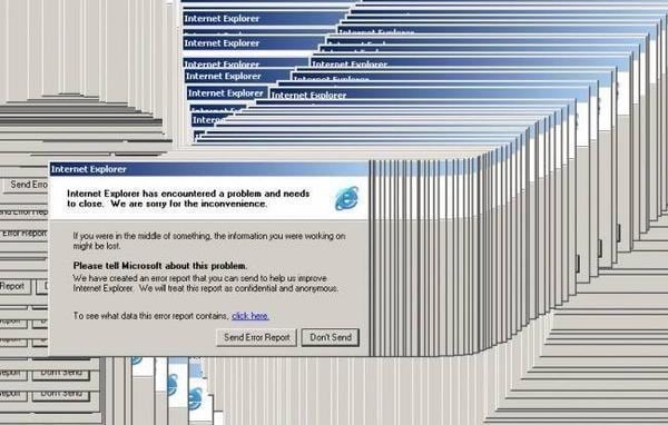 Ventanas emergentes de una computadora cuando el internet explorer deja de funcionar 