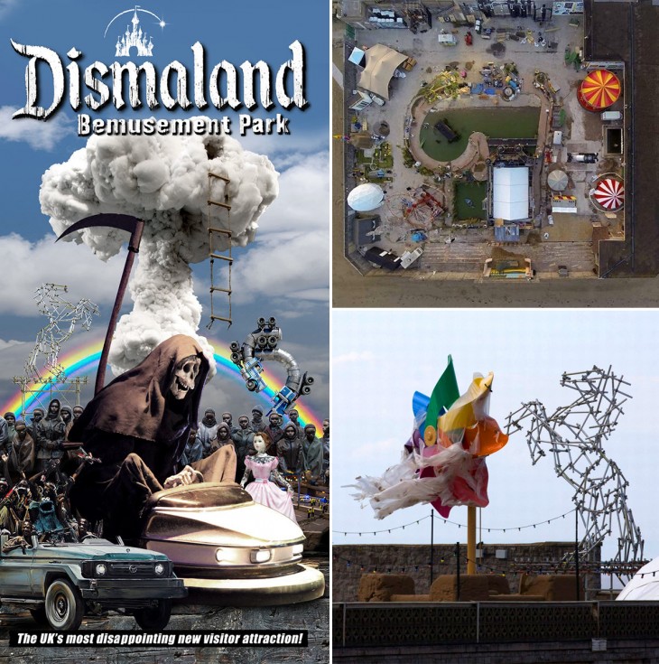 Folleto de la publicidad del parque de Diversiones Dismaland 