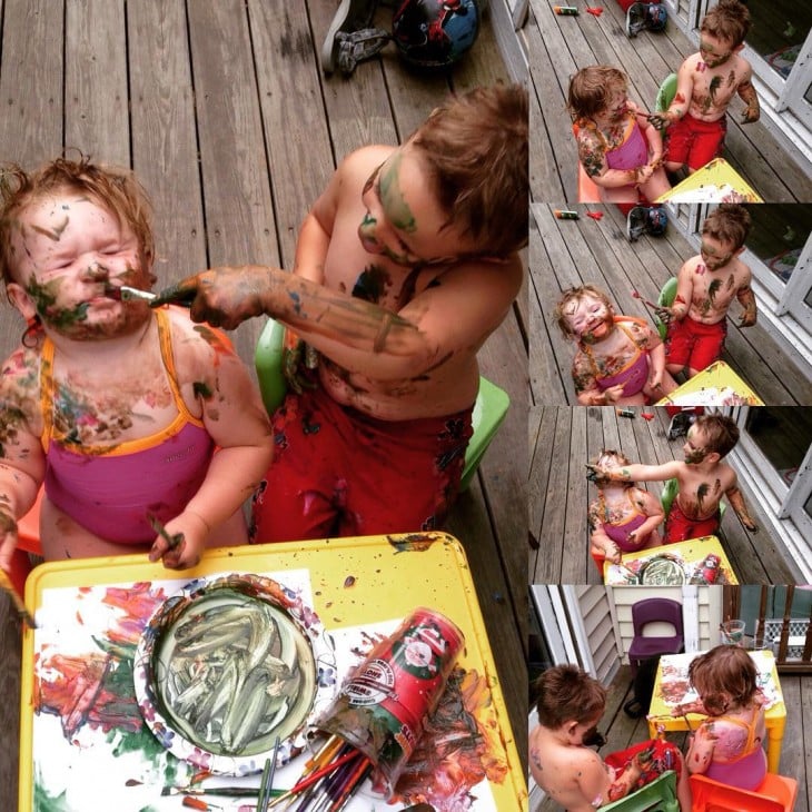 Fotografías de niños que pintándose la cara 