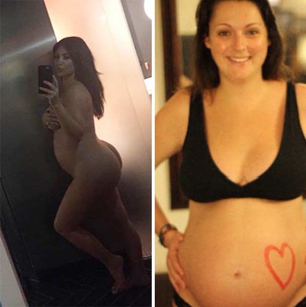 fotografía recreada de Kim Kardashian embarazada 