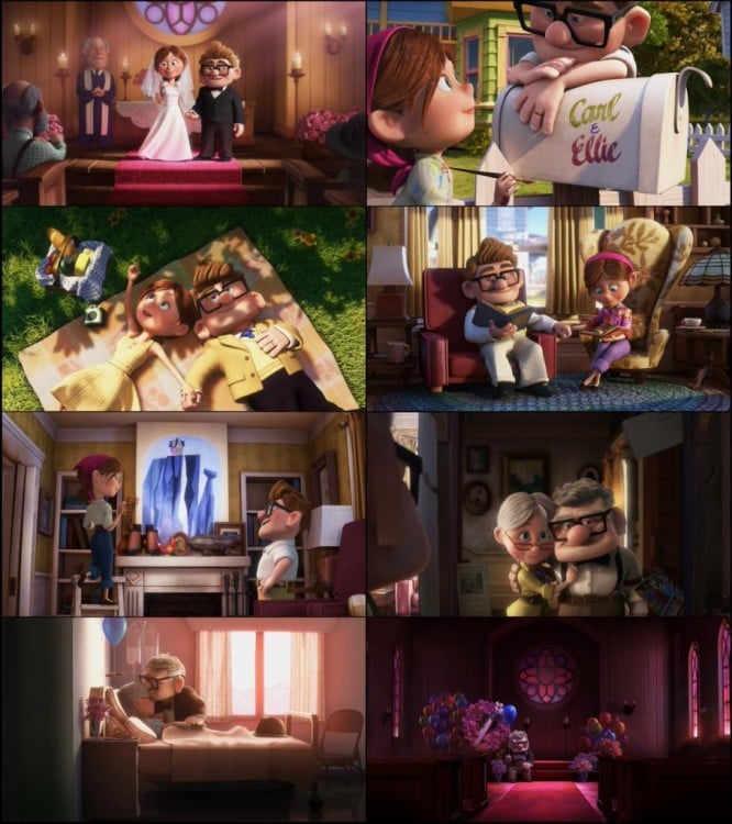 Imágenes de la historia de Carl & Ellie en la película Up 