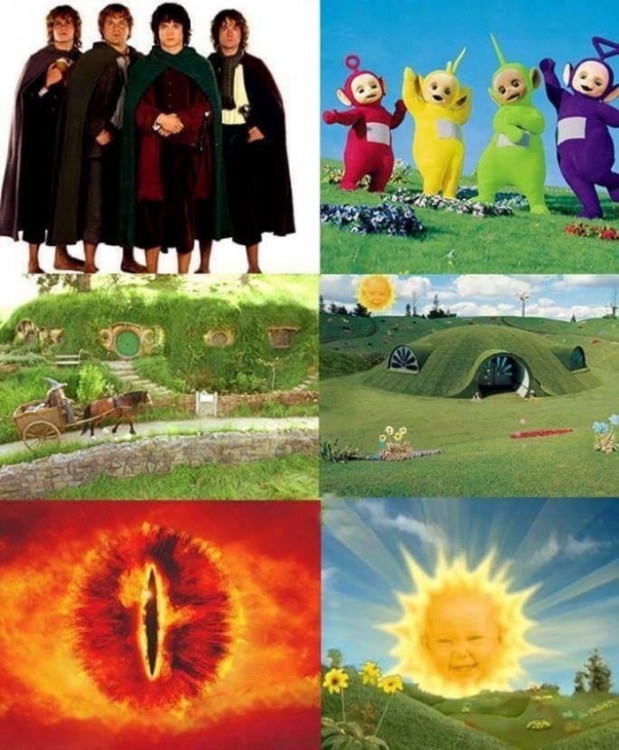 comparan la historia de los teletubbies con la historia del señor de los anillos