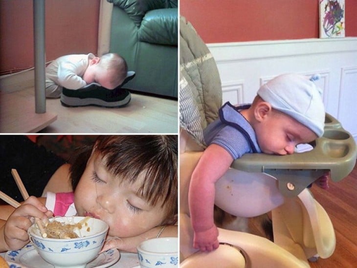 NIÑOS SE QUEDARON DORMIDOS COMIENDO