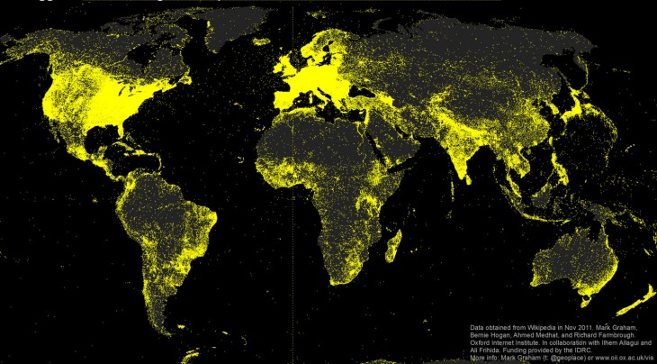 mapa de los lugares más buscados en wikipedia