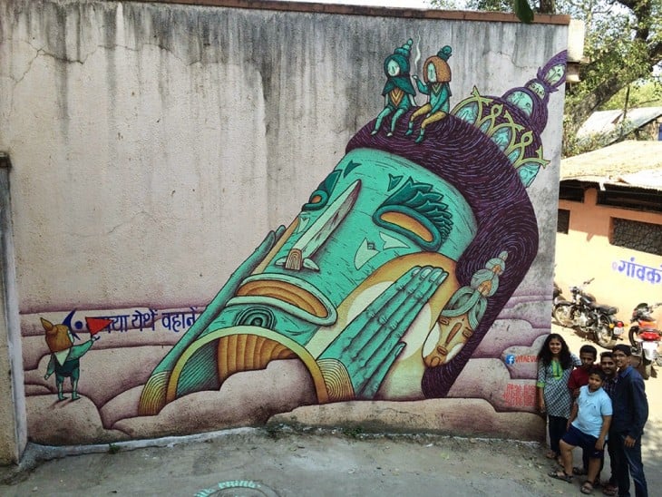 Arte urbano en las calles de India por Vitae Vianzi