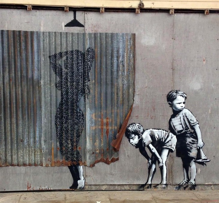 Arte urbano 2015 en el parque temático Dismaland de Banksy 