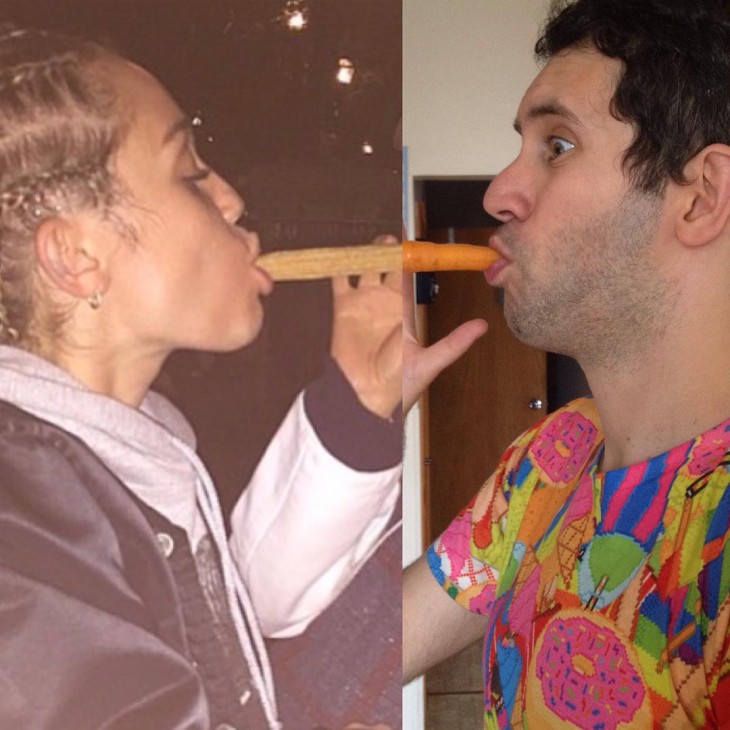 Jon Burgerman comiendo junto a Miley Cyrus 