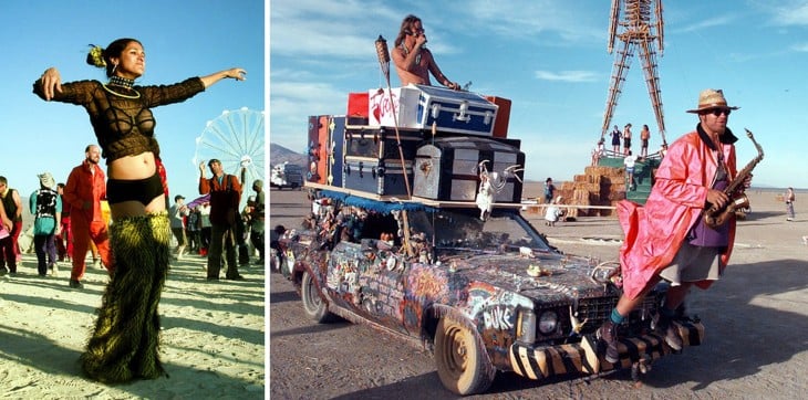 Personas disfrazadas durante el Festival Burning Man 
