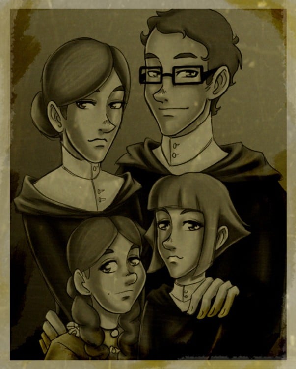 Dibujo de la familia de Percy Weasly, personaje de Harry Potter 