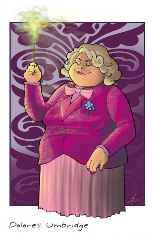 Dibujo de Dolores Umbridge, personaje de Harry Potter 