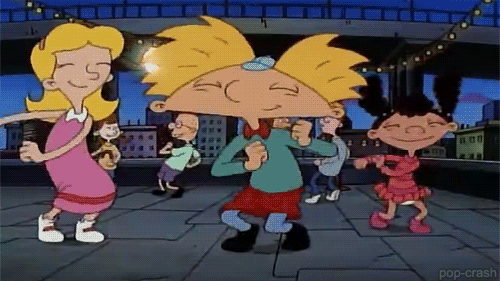 Gif de los personajes de Hey Arnold bailando 