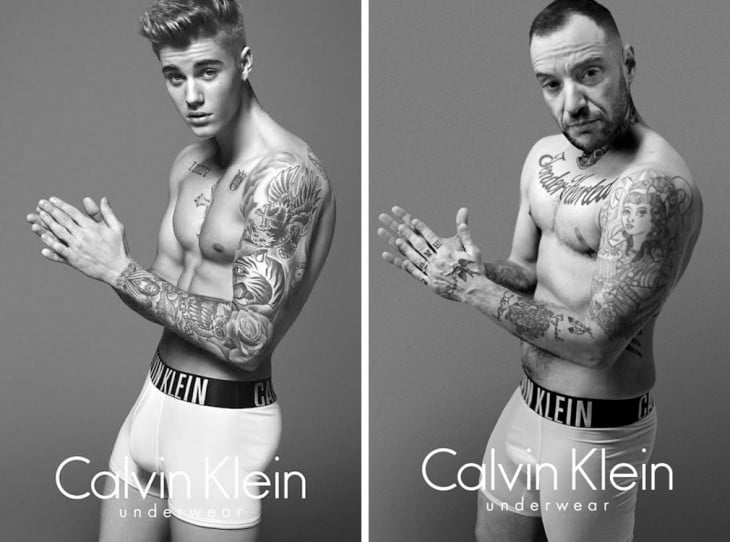 Comparación de la publicidad de Calvin Klein de Justin Bibier y Rocco