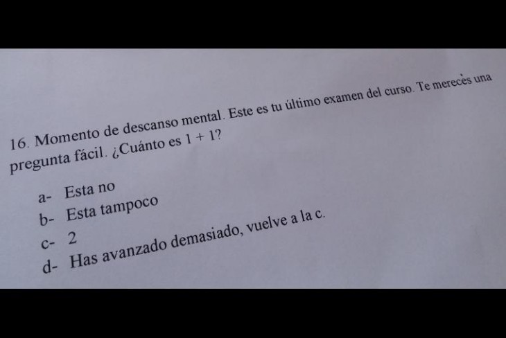 examen final de matematicas donde el maestro les regala un punto 