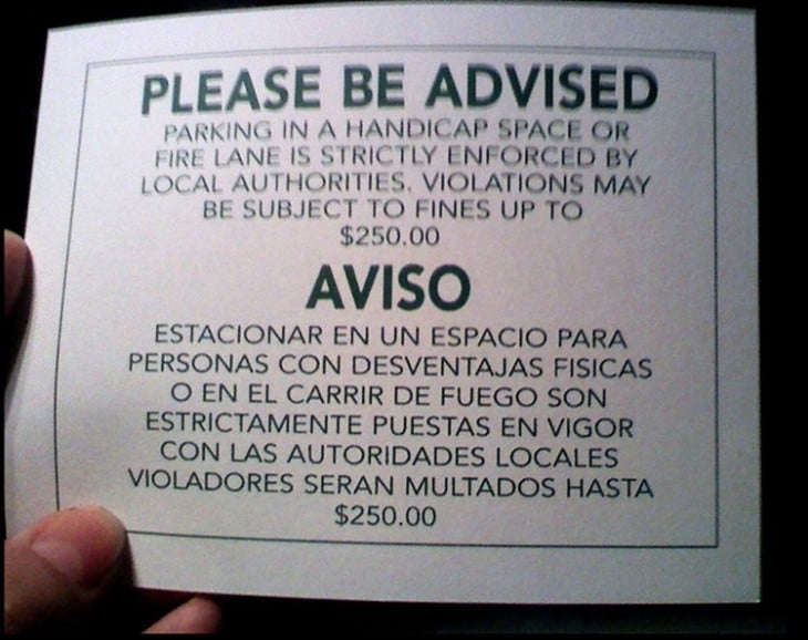 AVISO DE ESTACIONAMIENTO