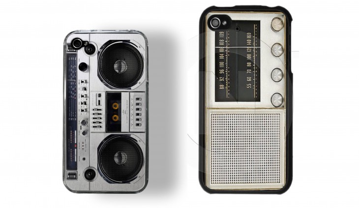 funda para celular en forma de radio musical de los 80's