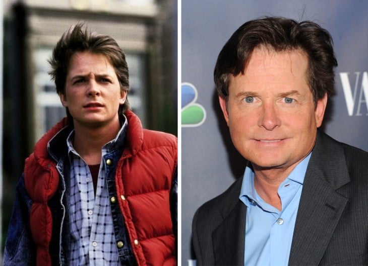 Fotografía del antes y después de Michael J. Fox, protagonista de la película volver al futuro 