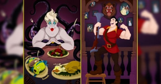 Justin Turrentine Ilustrador se imagina como seria la vida de los vilanos de Disney aquí la muestra de su trabajo