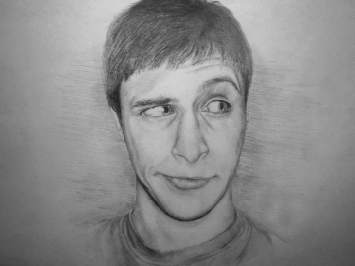 DIBUJO DE AUTORRETRATO DE UN HOMBRE JOVEN