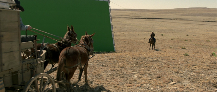 detrás de cámaras grabando una escena de la película The Homesman 