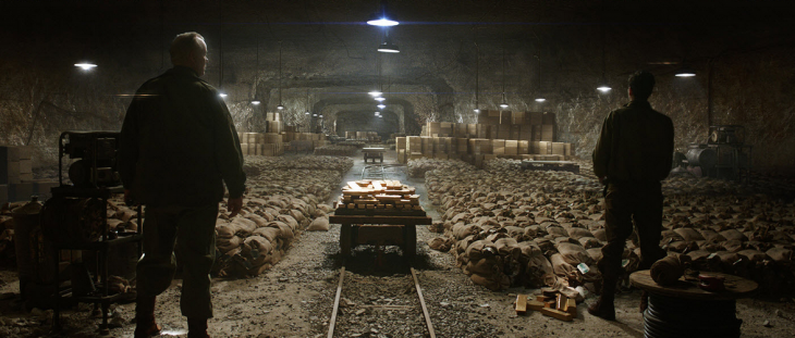 escena de la película The Monuments Men de una bodega subterránea 