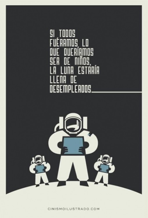 Ilustración de 3 personas en la luna vestidos de astronautas 