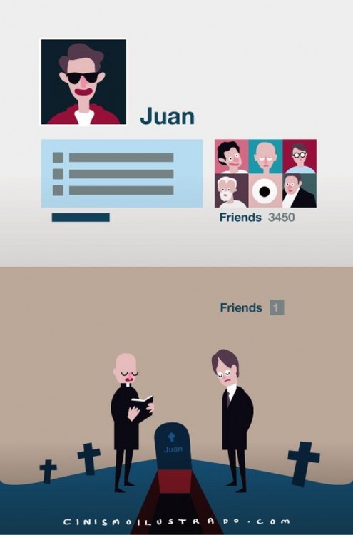 ilustración que describe lo social dentro y fuera de las redes sociales 