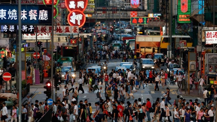 Cruce comercial en Mong Kok, Hong Kong