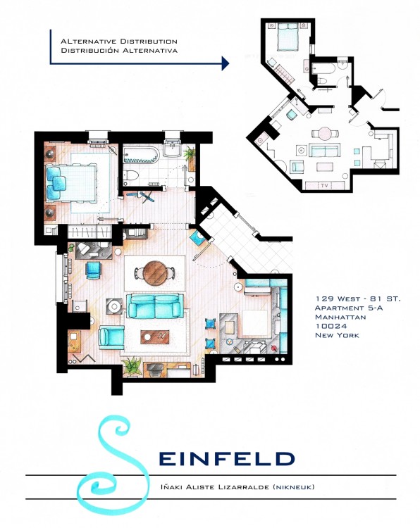 Plano del departamento de Jerry Seinfeld en Seinfeld