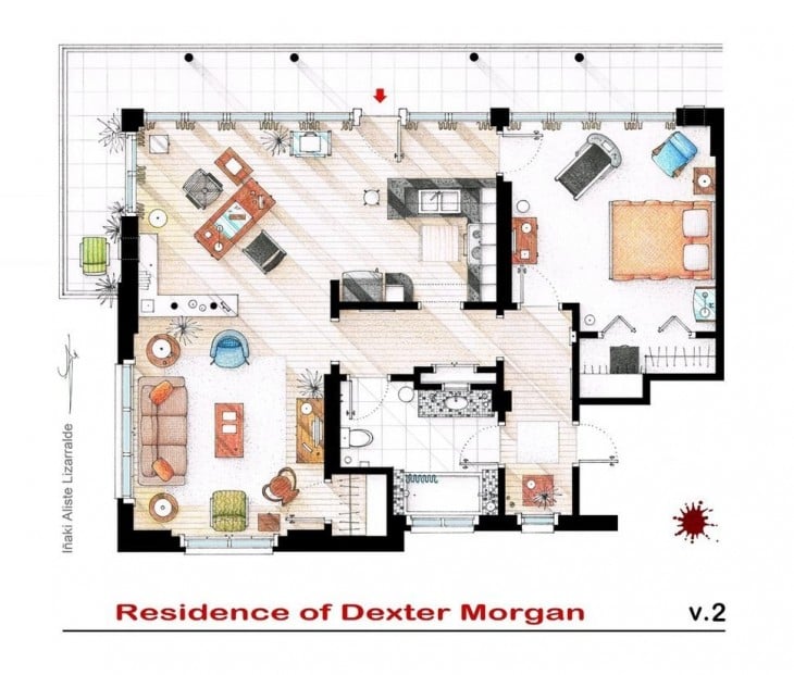 plano de la residencia de Dexter Morgan 