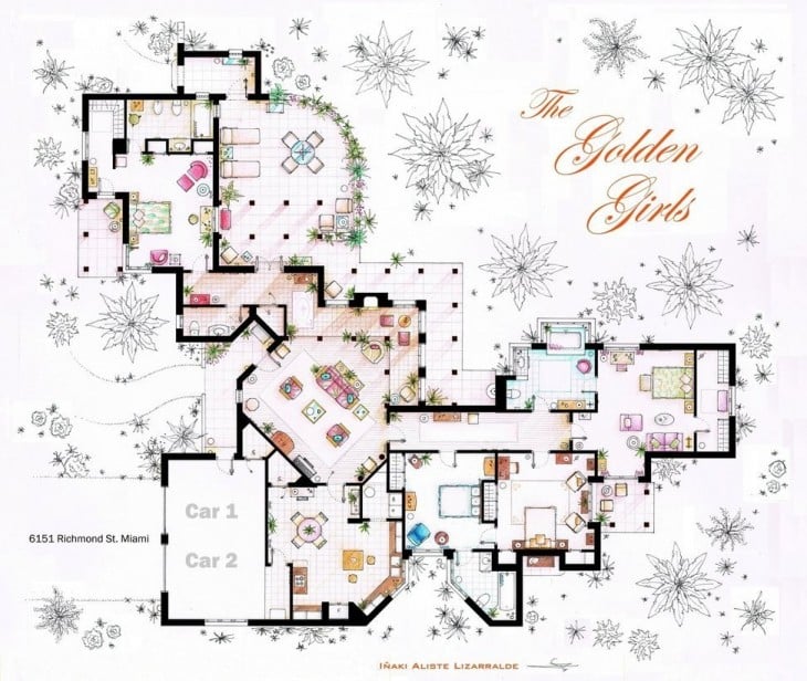 plano de la casa de la serie The Golden Girls 