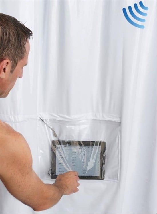 cortina de baño impermeable para tablet 