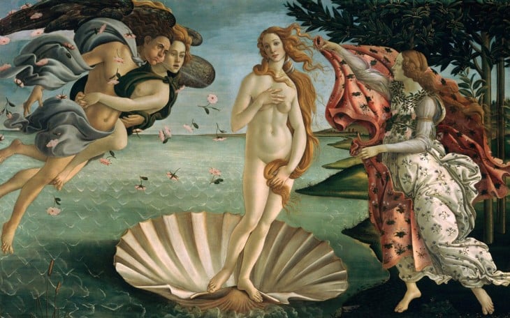 Obra El nacimiento de Venus por Sandro Botticelli. 