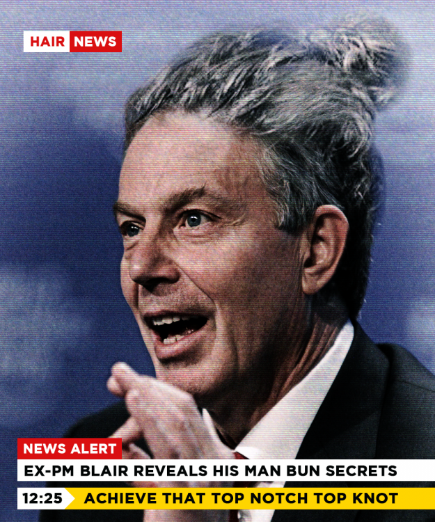 Tony Blair revelando sus secretos de como tener un buen cabello largo