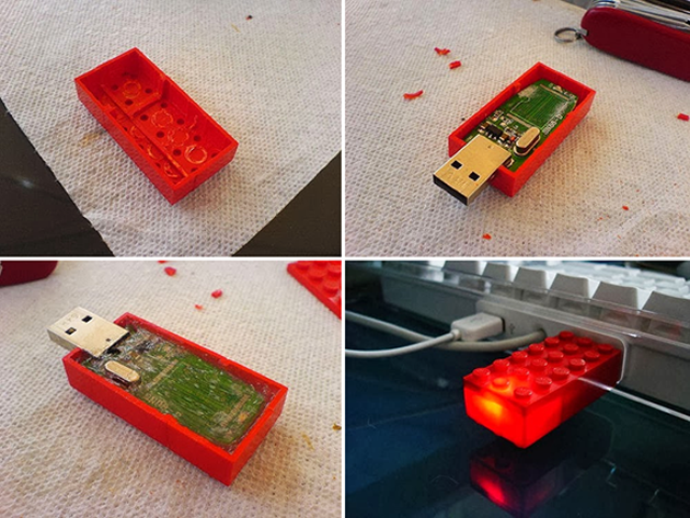 cubierta para USB con piezas LEGO de color rojo 
