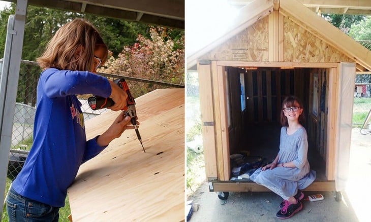 ella construye casa para los indigentes y cultiva comida para dárselas para comer