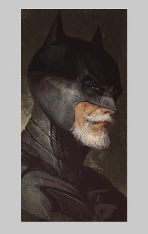 Ilustración que muestra como se vería batman cuando esté viejo 