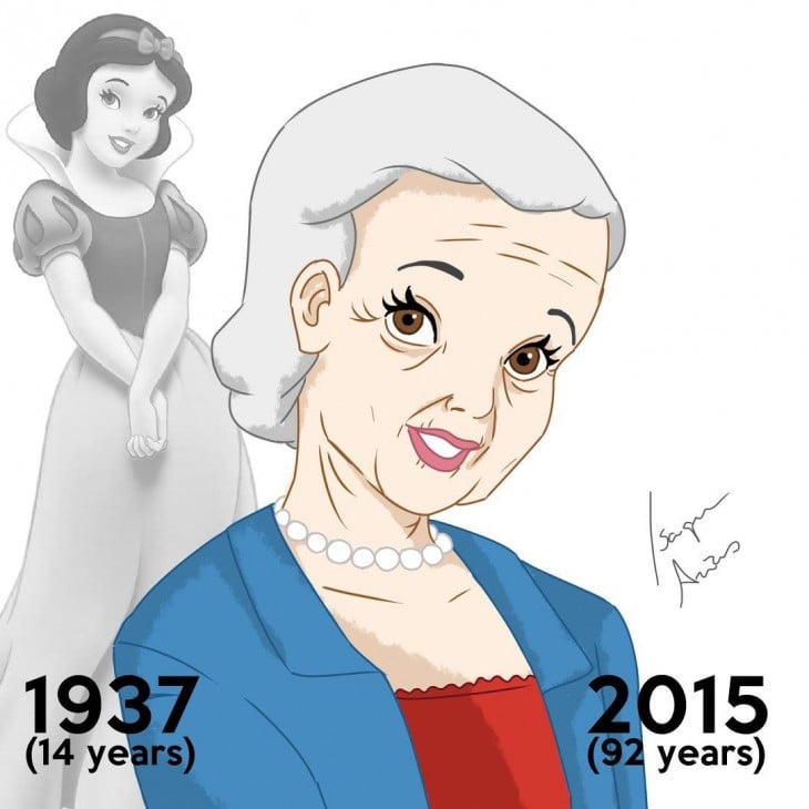 Ilustración de Blancanieves en el 2015 a sus 92 años 