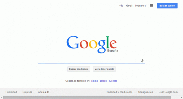 página principal del buscador de Google