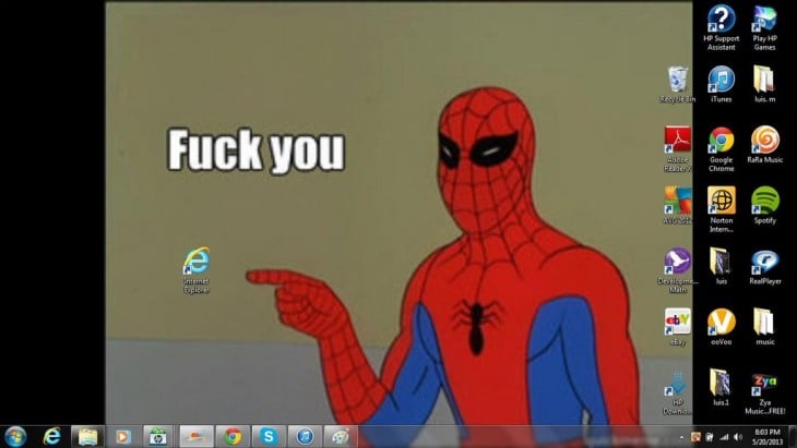 fondo de pantalla del hombre araña señalando el icono de internet explorer 