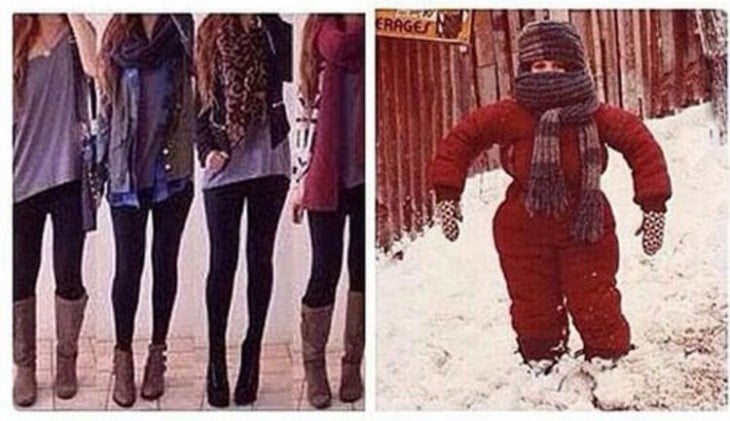 la diferencia de mujeres en el invierno contra la que siempre tienen frio