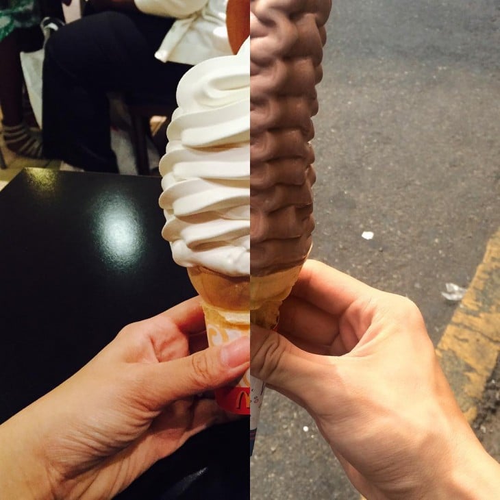 imagen de dos personas complementando dos helados 