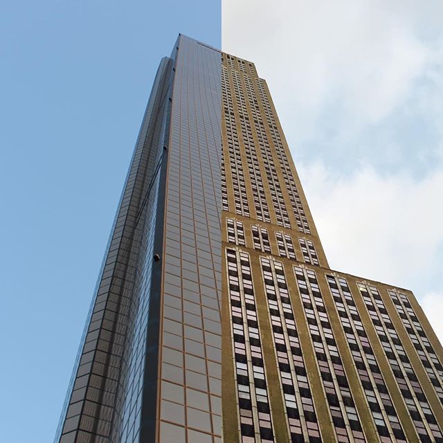 foto de dos edificios partidos a la mitad 