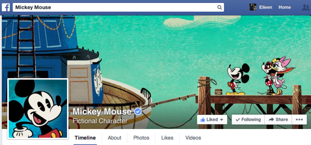 Página de Facebook de Mickey Mouse 