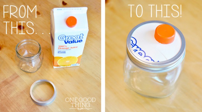 crea un frasco con abre fácil de un cartón de leche 
