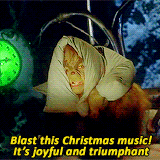 GIF el grinch diciendo que odia la musica navideña